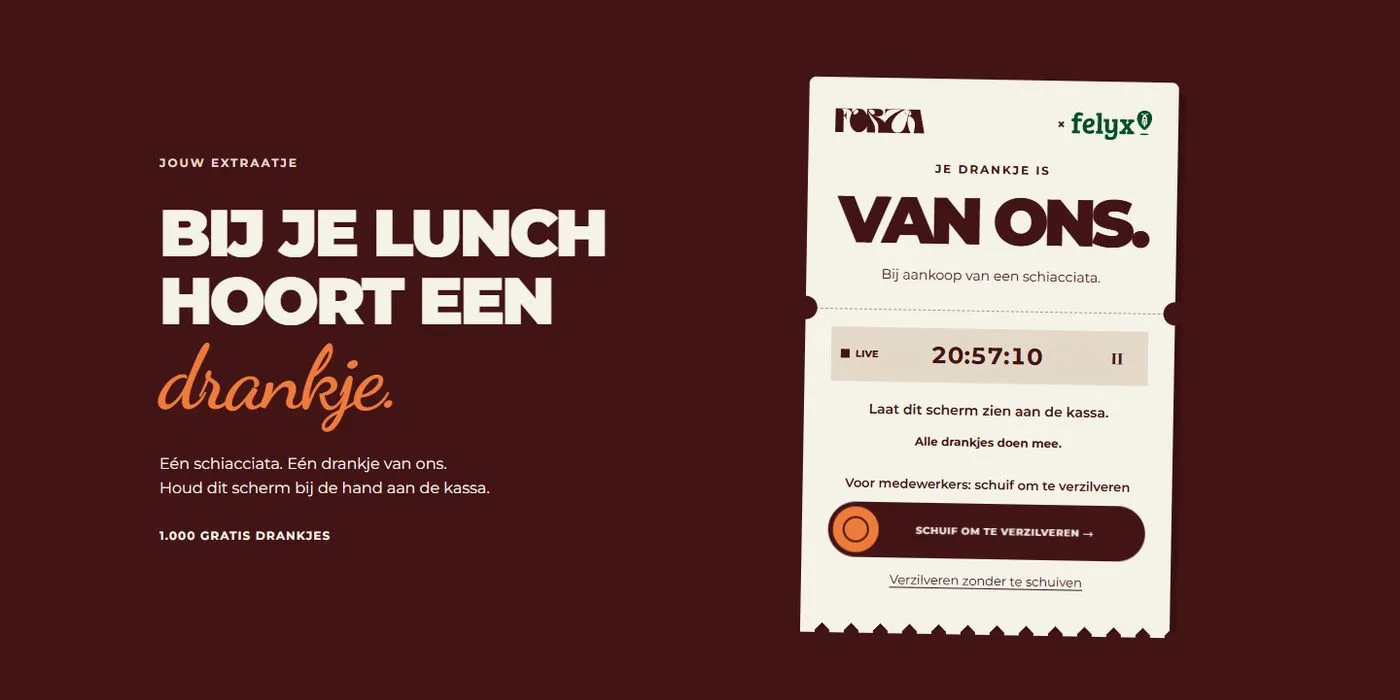 The digital voucher for a free drink with your lunch.